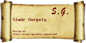 Simár Gergely névjegykártya